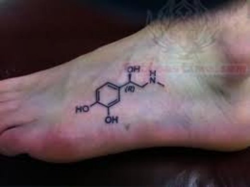 Men With Molecule Tattoo On Left Foot